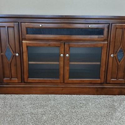 TV Media cabinet with inlayed slate diamonds on doors