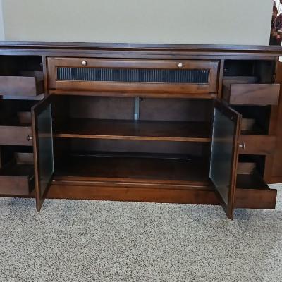 TV Media cabinet with inlayed slate diamonds on doors
