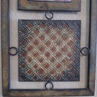 Three textured metal tile Metal wall art