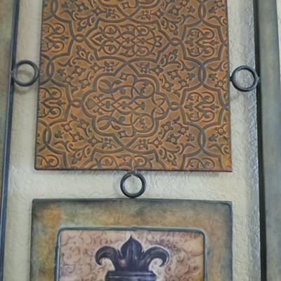Three textured metal tile Metal wall art
