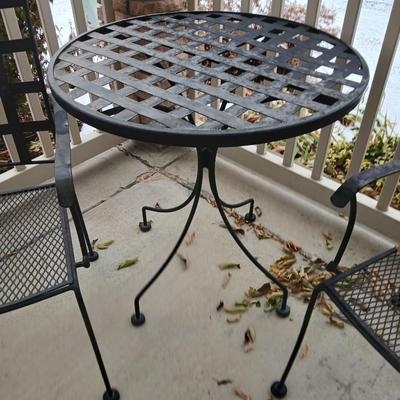 Small 28" metal patio table with two chairs