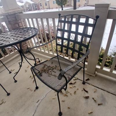 Small 28" metal patio table with two chairs