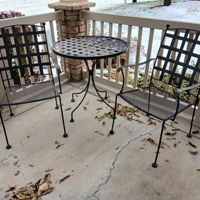 Small 28" metal patio table with two chairs