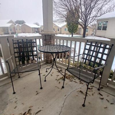Small 28" metal patio table with two chairs