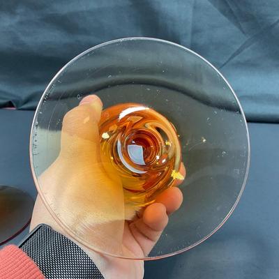 -37- FOSTORIA | Amber Glass Console Bowl & Candlestick Holders