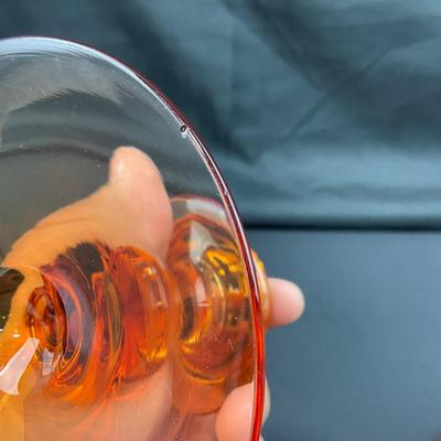 -37- FOSTORIA | Amber Glass Console Bowl & Candlestick Holders