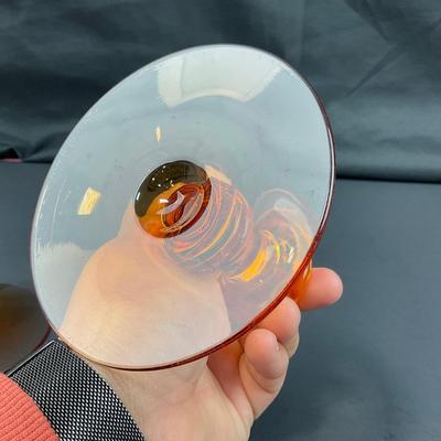 -37- FOSTORIA | Amber Glass Console Bowl & Candlestick Holders