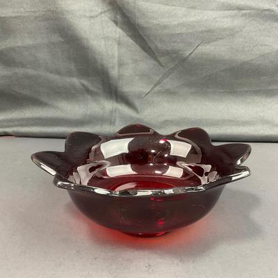 -38- FENTON | Nymph Amberina Console Bowl & Candlestick Holders