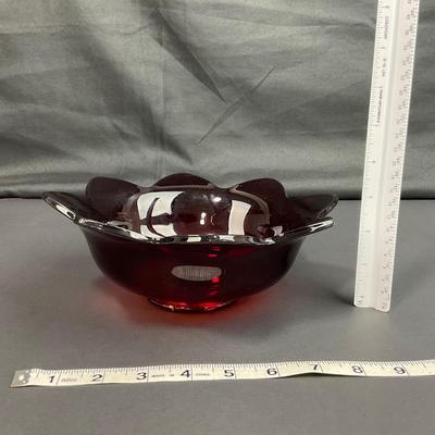 -38- FENTON | Nymph Amberina Console Bowl & Candlestick Holders