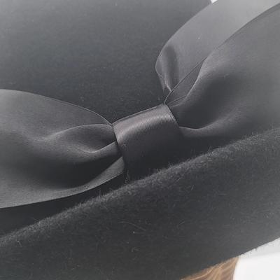 Vintage Eric Javits Black Felt Cloche Hat With Bow