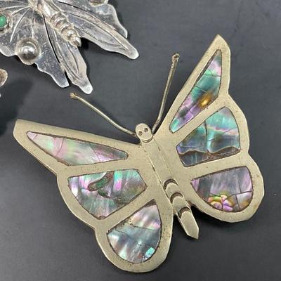 -47- JEWELRY | Sterling Butterfly Brooches