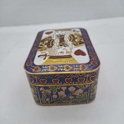 Vintage Bombay Co Cloisonne King Of Hearts Card Box