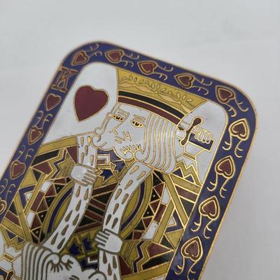Vintage Bombay Co Cloisonne King Of Hearts Card Box