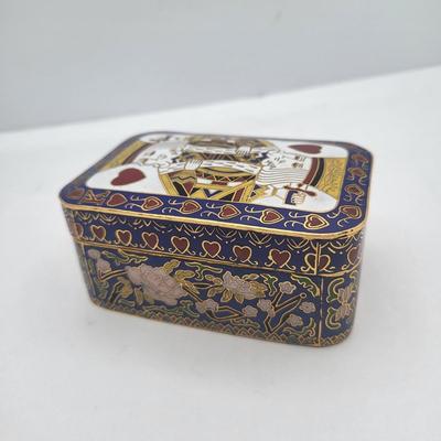 Vintage Bombay Co Cloisonne King Of Hearts Card Box