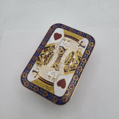 Vintage Bombay Co Cloisonne King Of Hearts Card Box