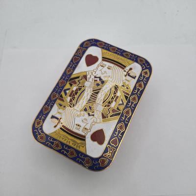 Vintage Bombay Co Cloisonne King Of Hearts Card Box