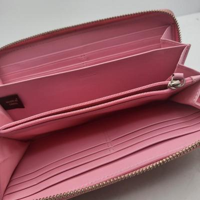 Coach Tan & Pink Zip Around Wallet