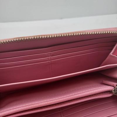 Coach Tan & Pink Zip Around Wallet