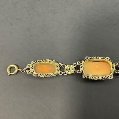 -56- JEWELRY | Antique Silver Shell Cameo Bracelet