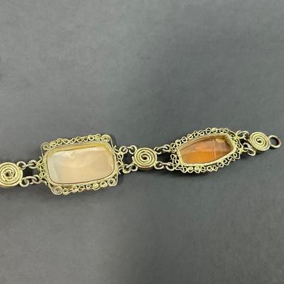 -56- JEWELRY | Antique Silver Shell Cameo Bracelet