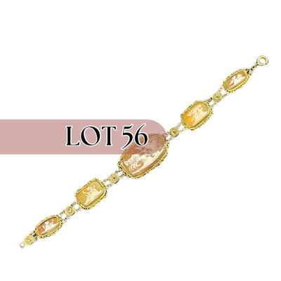 -56- JEWELRY | Antique Silver Shell Cameo Bracelet