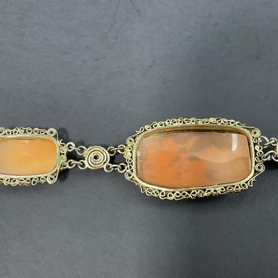 -56- JEWELRY | Antique Silver Shell Cameo Bracelet