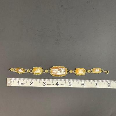 -56- JEWELRY | Antique Silver Shell Cameo Bracelet