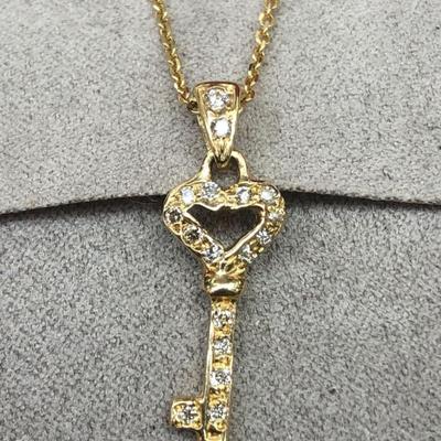 14 k Gold diamonds necklace 22 in