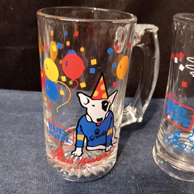 3 BUD LIGHT SPUDS MACKENZIE BEER GLASSES