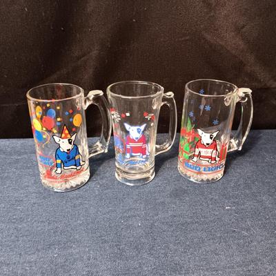 3 BUD LIGHT SPUDS MACKENZIE BEER GLASSES