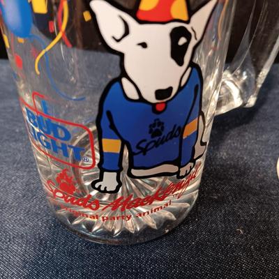 3 BUD LIGHT SPUDS MACKENZIE BEER GLASSES