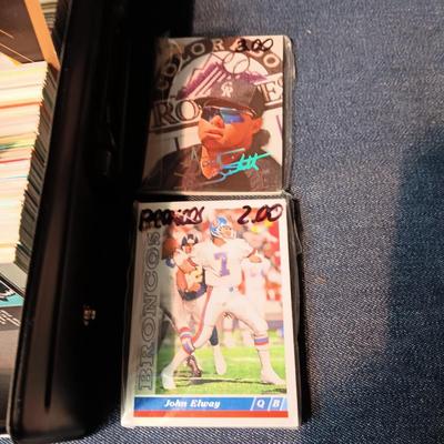 BOX OF SPORT TRADING CARDS AND CARD SLEEVES