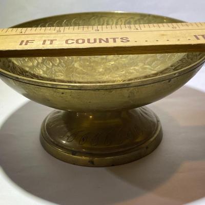 2-Vintage/Antique Brass Hand Etched Made in India Bowls Heavy Gauge Brass in Good Preowned Condition.