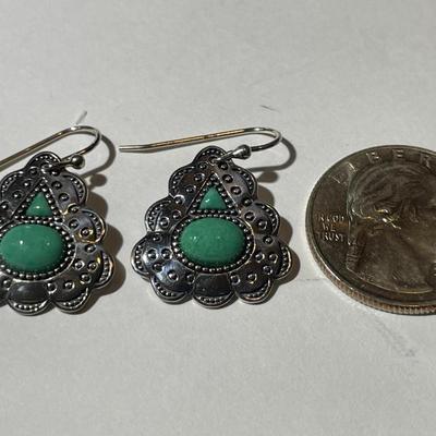 Dainty Sterling Silver .925 Dangling Turquoise Earrings in New Never Worn Condition.