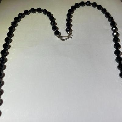 Jay King (DTR) Sterling Silver New Never Used Fashion Onyx Beads 36" Necklace Preowned from an Estate. (Jewelry Piece #102).