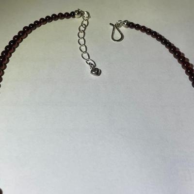 Jay King (DTR) Sterling Silver New Never Used Fashion Garnet Color Beads 16"-20" Adjustable Necklace Preowned from an Estate....
