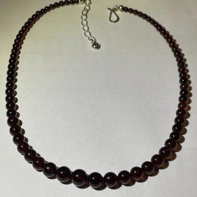 Jay King (DTR) Sterling Silver New Never Used Fashion Garnet Color Beads 16"-20" Adjustable Necklace Preowned from an Estate....