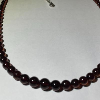 Jay King (DTR) Sterling Silver New Never Used Fashion Garnet Color Beads 16"-20" Adjustable Necklace Preowned from an Estate....