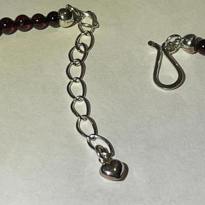 Jay King (DTR) Sterling Silver New Never Used Fashion Garnet Color Beads 16"-20" Adjustable Necklace Preowned from an Estate....