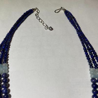 Jay King (DTR) Sterling Silver New Never Used Fashion Triple Strand Lapis Beads 16"-20" Adjustable Necklace Preowned from an...