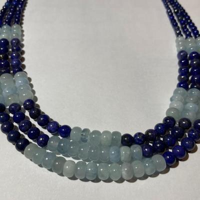 Jay King (DTR) Sterling Silver New Never Used Fashion Triple Strand Lapis Beads 16"-20" Adjustable Necklace Preowned from an...