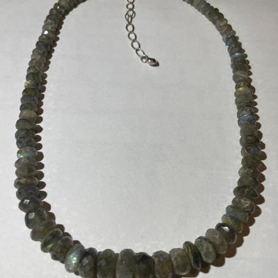 Jay King (DTR) Sterling Silver New Never Used Fashion Gray Iridescent Bead 18"-20" Adjustable Necklace Preowned from an Estate....
