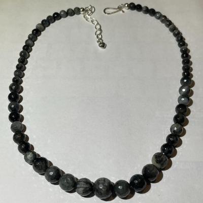 Jay King (DTR) Sterling Silver New Never Used Fashion Smokey Gray Color Bead 18"-20" Adjustable Necklace Preowned from an...