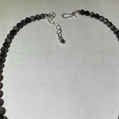 Jay King (DTR) Sterling Silver New Never Used Fashion Smokey Gray Color Bead 18"-20" Adjustable Necklace Preowned from an...