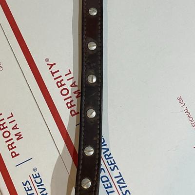 Antique/Vintage Horse Tooled Leather Bridle Breast Collar with Screwed Sterling Silver Overlaid Mexico Applications & w/Double Buckle