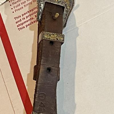 Antique/Vintage Horse Tooled Leather Bridle Breast Collar with Screwed Sterling Silver Overlaid Mexico Applications & w/Double Buckle