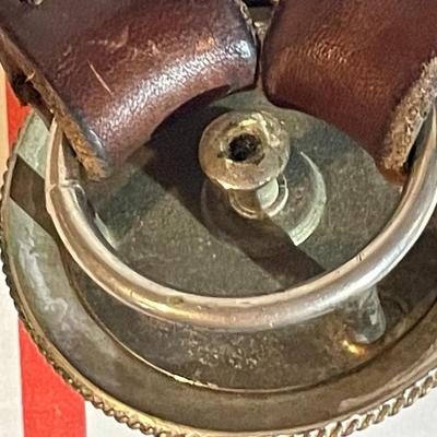 Antique/Vintage Horse Tooled Leather Bridle Breast Collar with Screwed Sterling Silver Overlaid Mexico Applications & w/Double Buckle