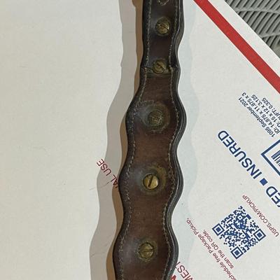 Antique/Vintage Horse Tooled Leather Bridle Breast Collar with Screwed Silver-tone Applications & w/Double Buckle Preowned from an...