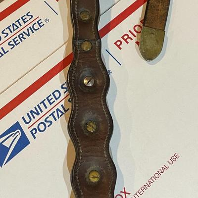 Antique/Vintage Horse Tooled Leather Bridle Breast Collar with Screwed Silver-tone Applications & w/Double Buckle Preowned from an...