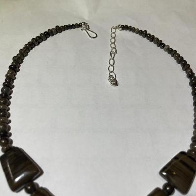 Jay King (DTR) Sterling Silver New Never Used Fashion Brown Agate/Quartz 18"-20" Adjustable Necklace Preowned from an Estate....